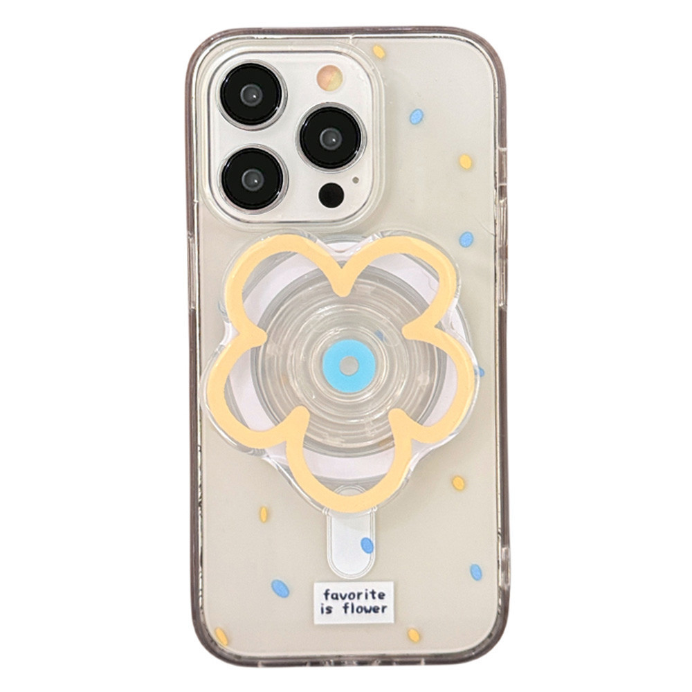 Ins Spring Flower Magnetic Grip Holder Phone Case For Iphone