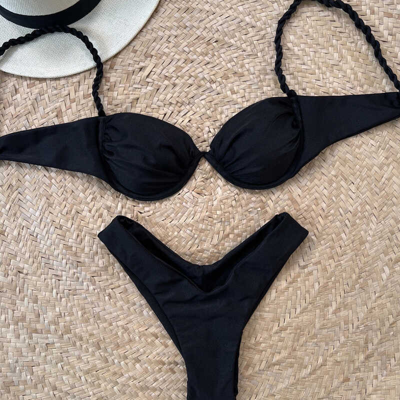 Micro Push Sexy Up Bikini 2024 Swimsuit Kababaihan Swimwear Thong