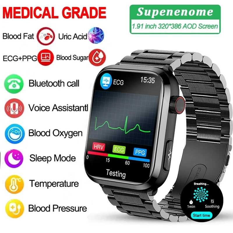 New Smart Watch Men Sugar Blood Lipid Uric Acid Ecg Body