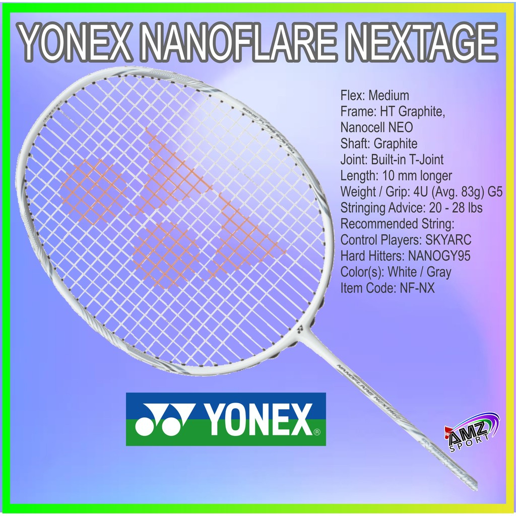 NEW YONEX NANOFLARE NEXTAGE WHITE GREY 4UG5 Badminton Racket Shopee