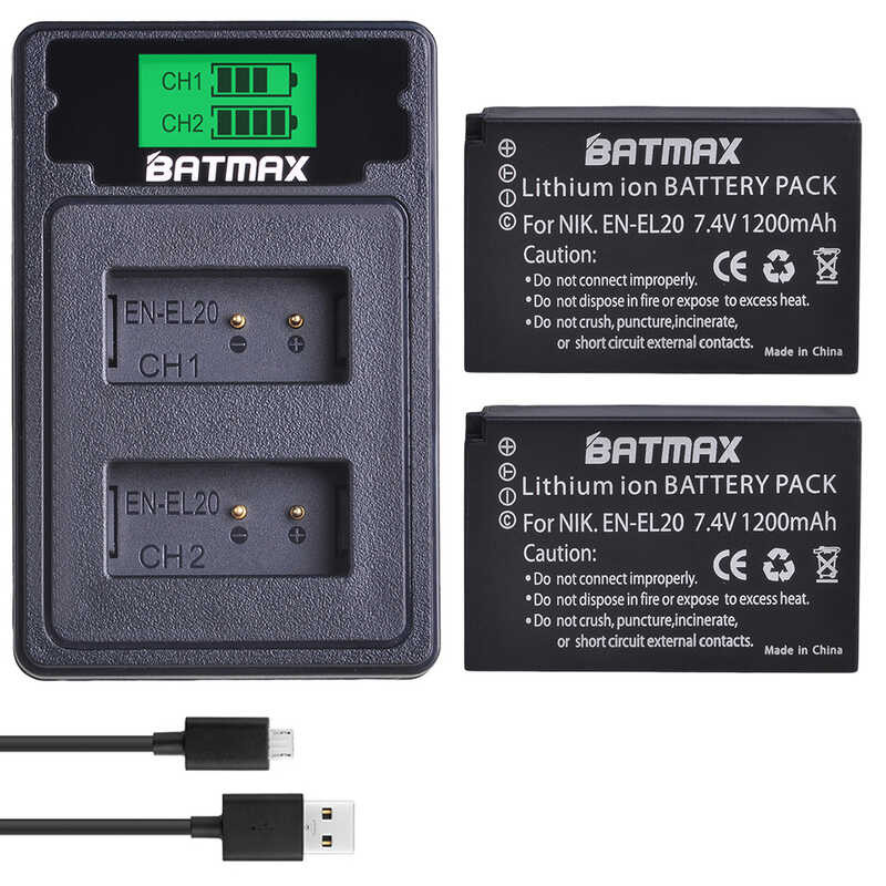 EN EL20 C EL20 EN EL20a Battery LCD Dual USB Charger With Type C Port