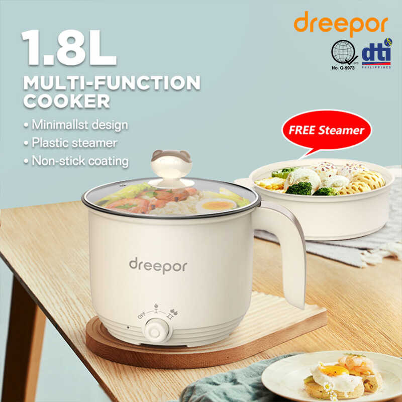 Dreepor 1 8L Rice Small With Steamer Multi Function Electric Hot Pot