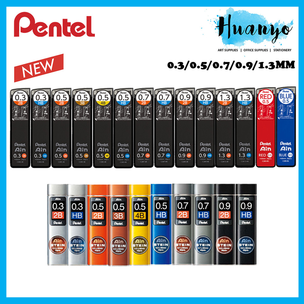 Pentel Ain Stein Mechanical Pencil Lead 0 3 0 5 0 7 0 9mm 1 3mm X 60MM