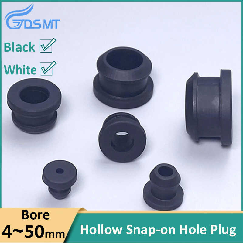 Hollow Hole Plugs Black Silicone Rubber Snap On Grommet Plug Bung Wire