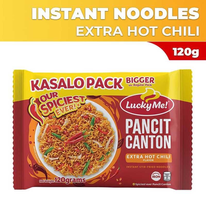 Lucky Me Pancit Canton Instant Noodles Extra Hot Chili Kasalo Pack 120g