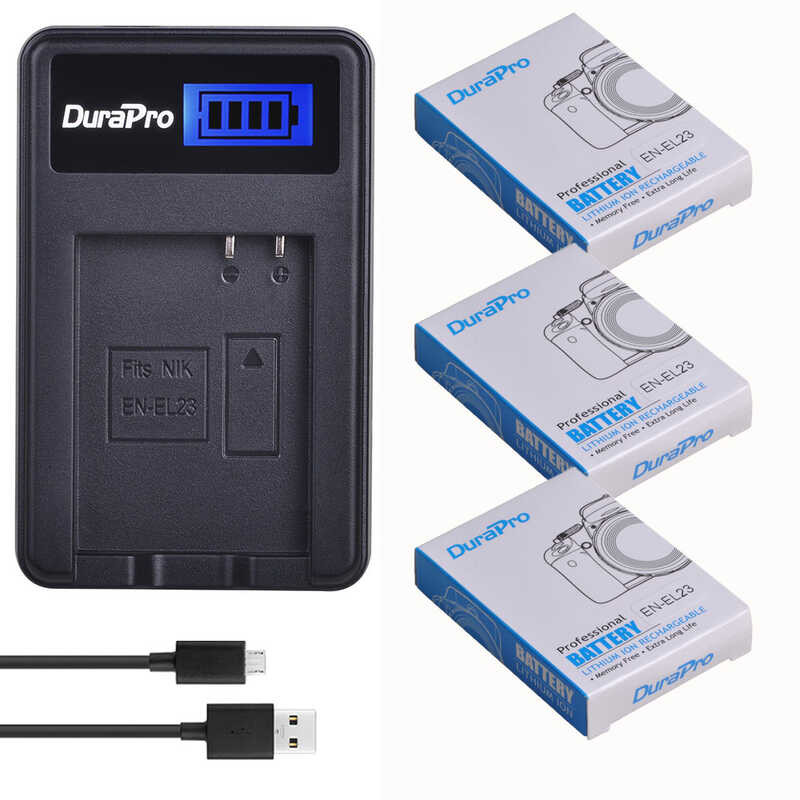 Durapro En El23 Bateria Enel23 EN El23 Battery LCD USB Charger For