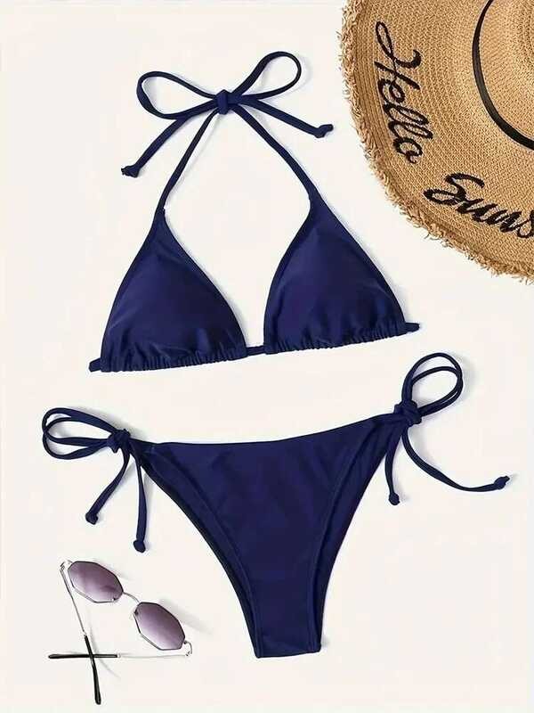 Swimwear Thong Bikini Set Sexy New Navy Blue Swimsuits Woman Sexy