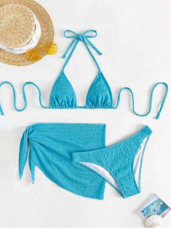 3 New Pieces Swimsuit Women Thong Swimwear Sexy Micro Bikini Set With