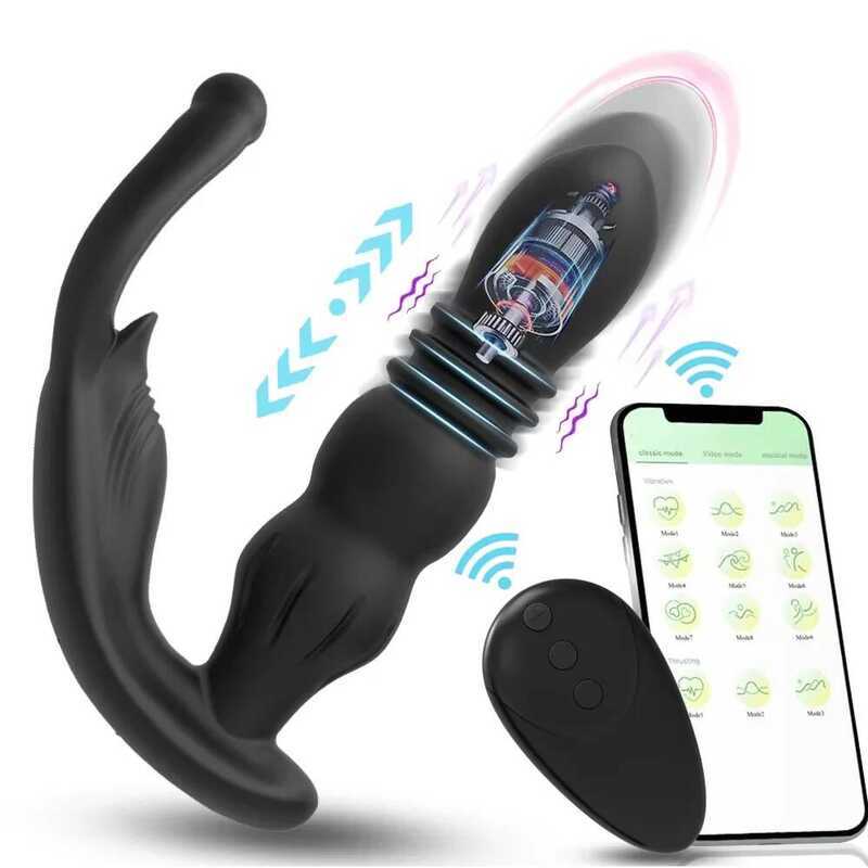 Telescopic Male Prostate Massager Vibrating Butt Plug Anal Vibrator