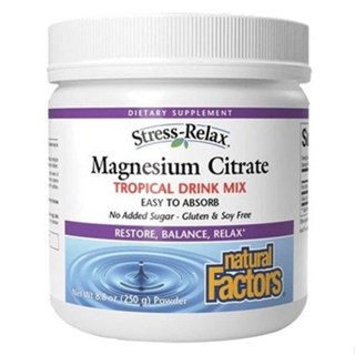 Natural Factors Magnesium Citrate Drink Mix Powder Tropical Flavor