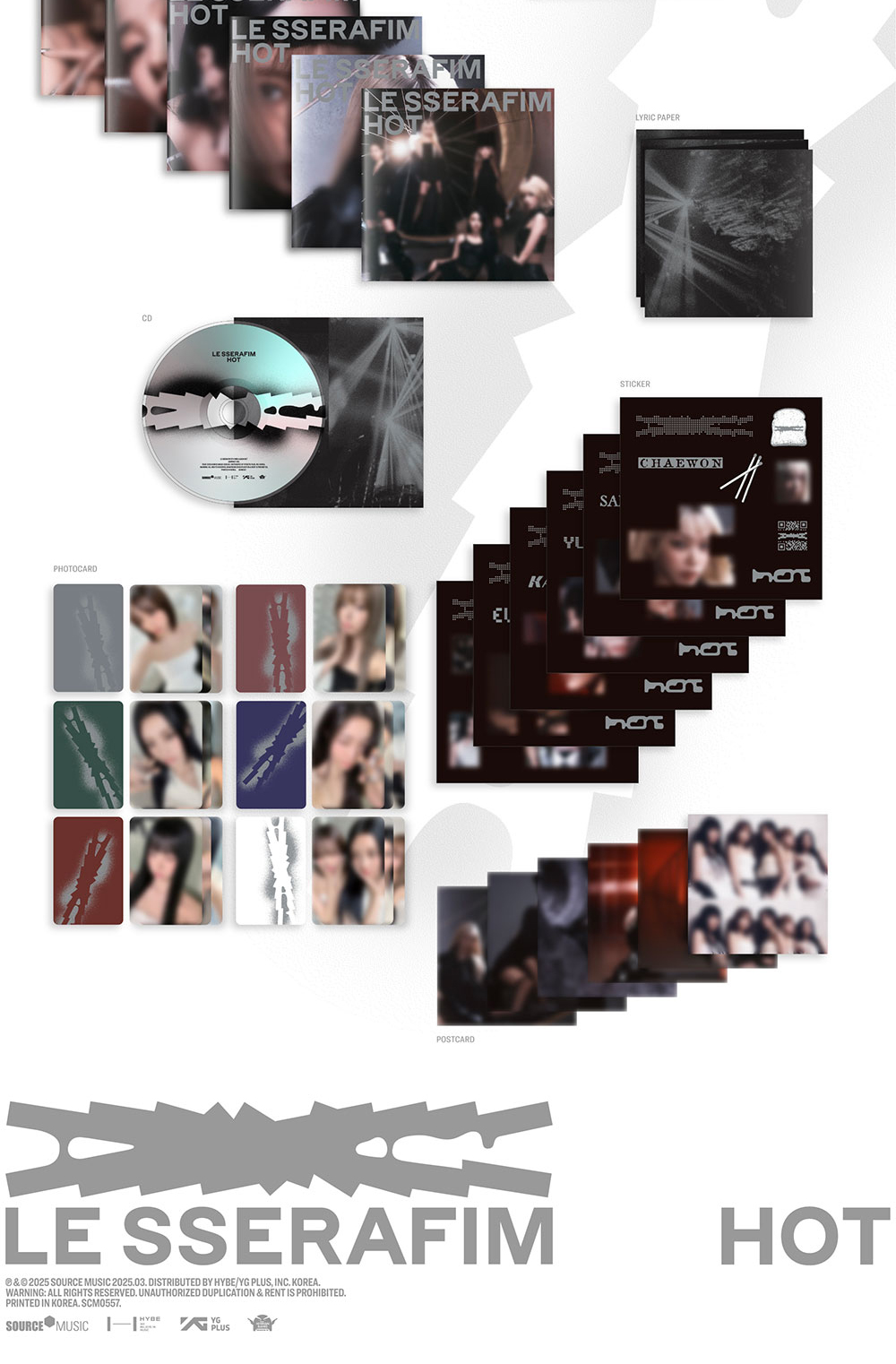 6 SET LUCKY DRAW Compact Ver LE SSERAFIM HOT 5th Mini Album