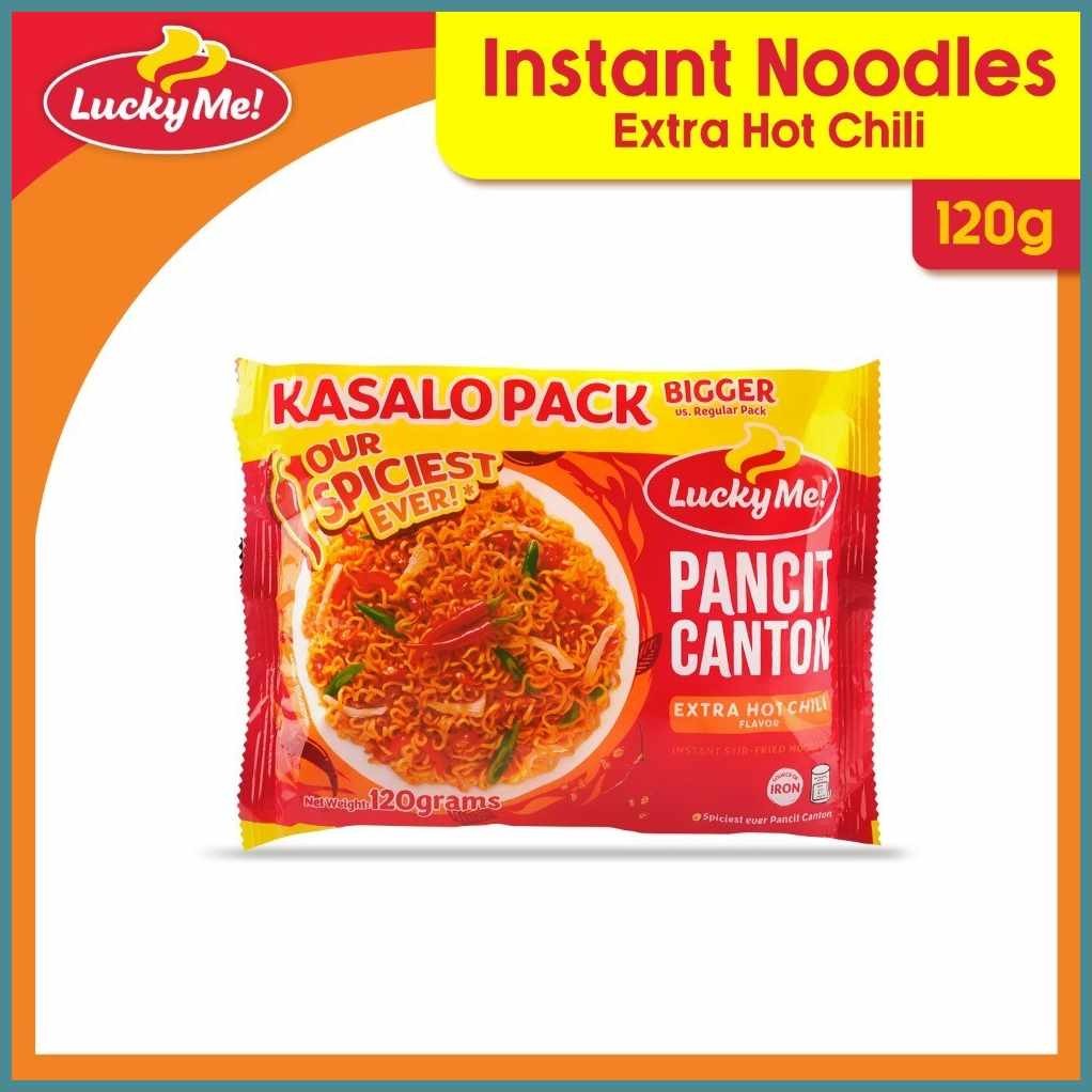 Lucky Me Pancit Canton Instant Noodles Extra Hot Chili Kasalo Pack
