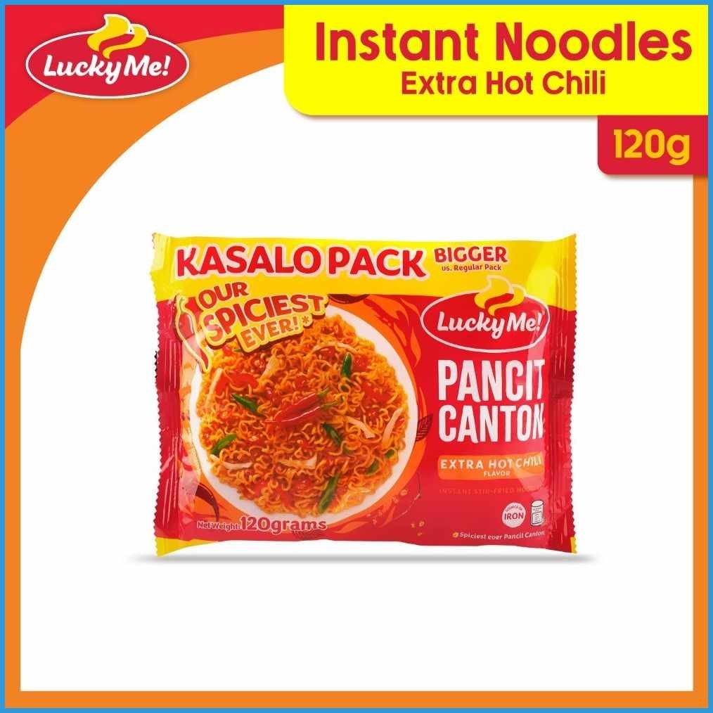 Lucky Me Pancit Canton Instant Noodles Extra Hot Chili Kasalo Pack