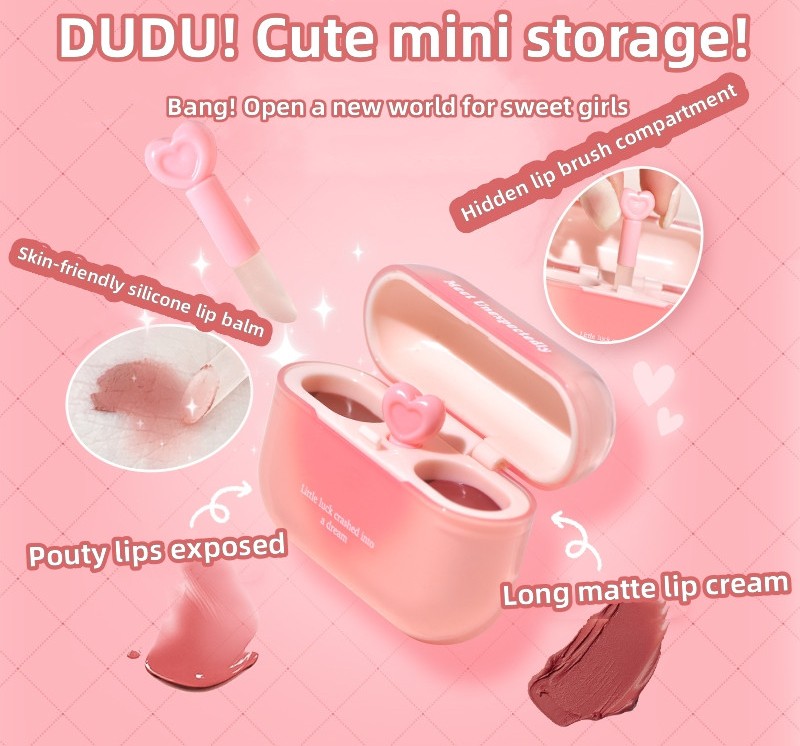 2 In 1 Jelly Water Lip Gloss Matte Lip Mud Nude Airpod Lipstick Non