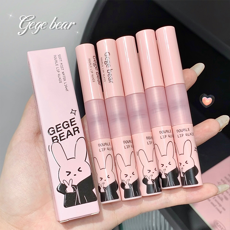 Gege Bear Double Headed Lip Glaze Water Light Mirror Matte Velvet Lip