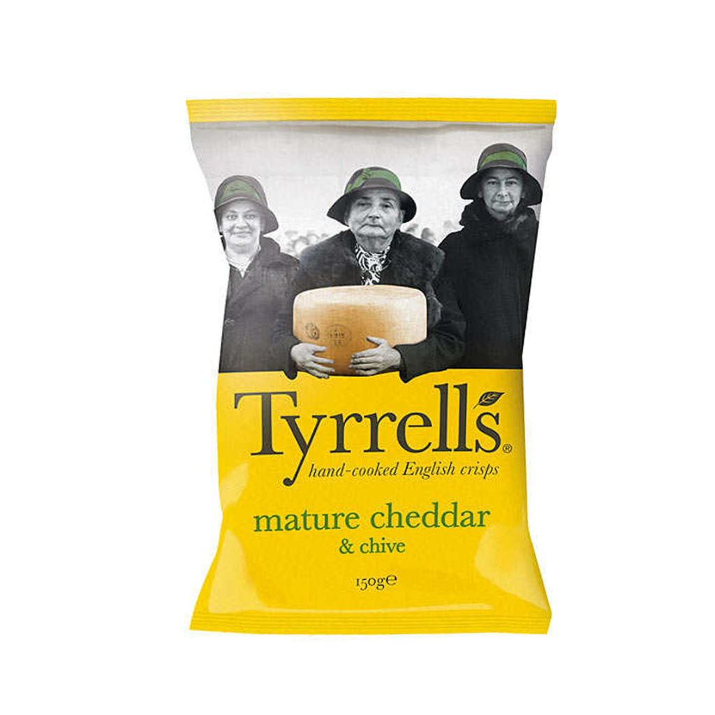 Tyrrells Mature Cheddar Chive Chips Cheese And Potato From England