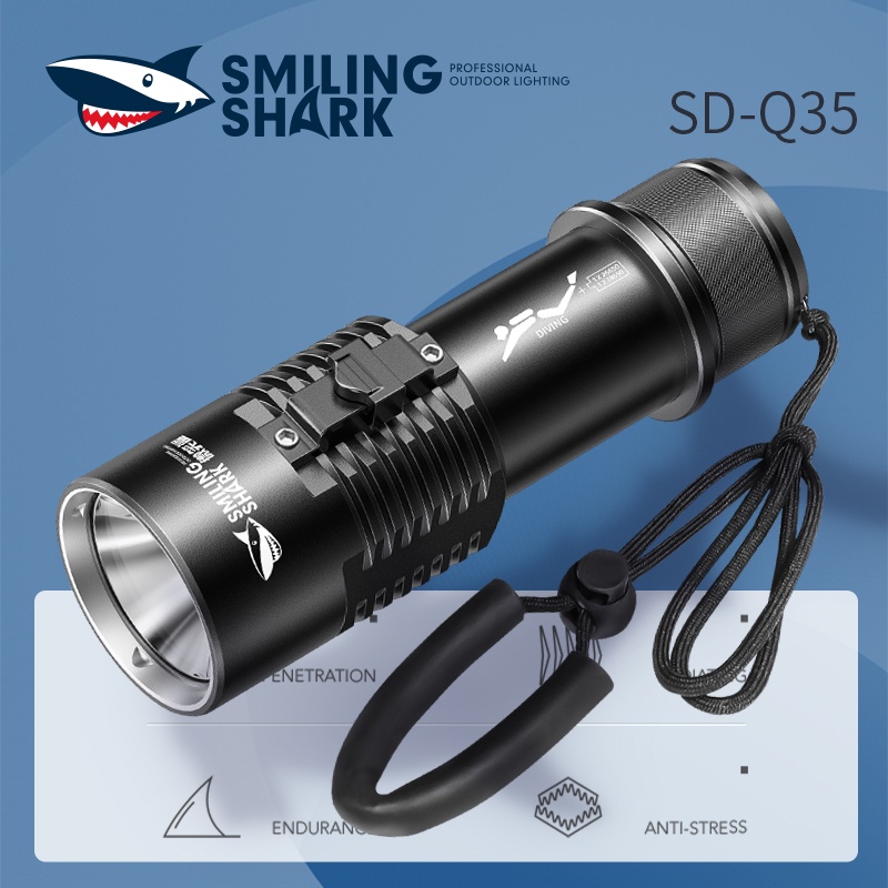 Smiling Shark Diving Flashlight Super Bright IPX8 Pro Underwater Diving