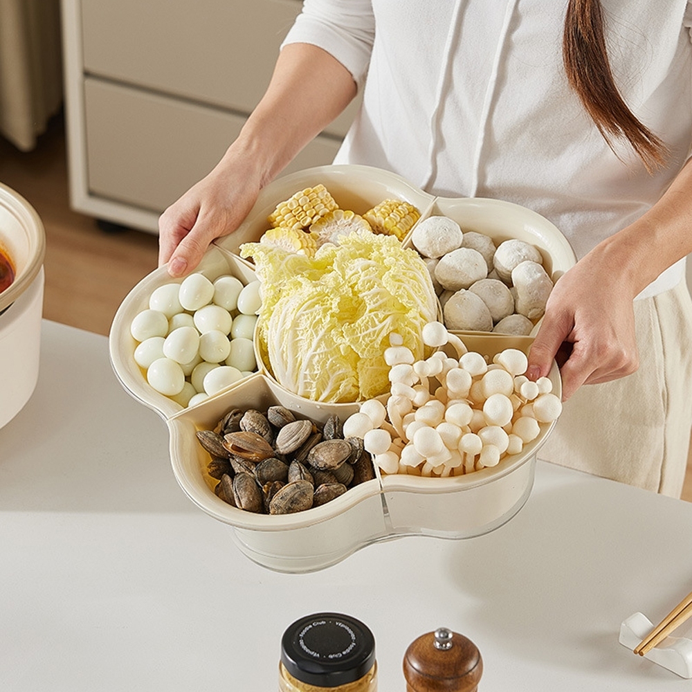 Multi Purpose Plastic Basket For Hot Pot Food Has Compartments