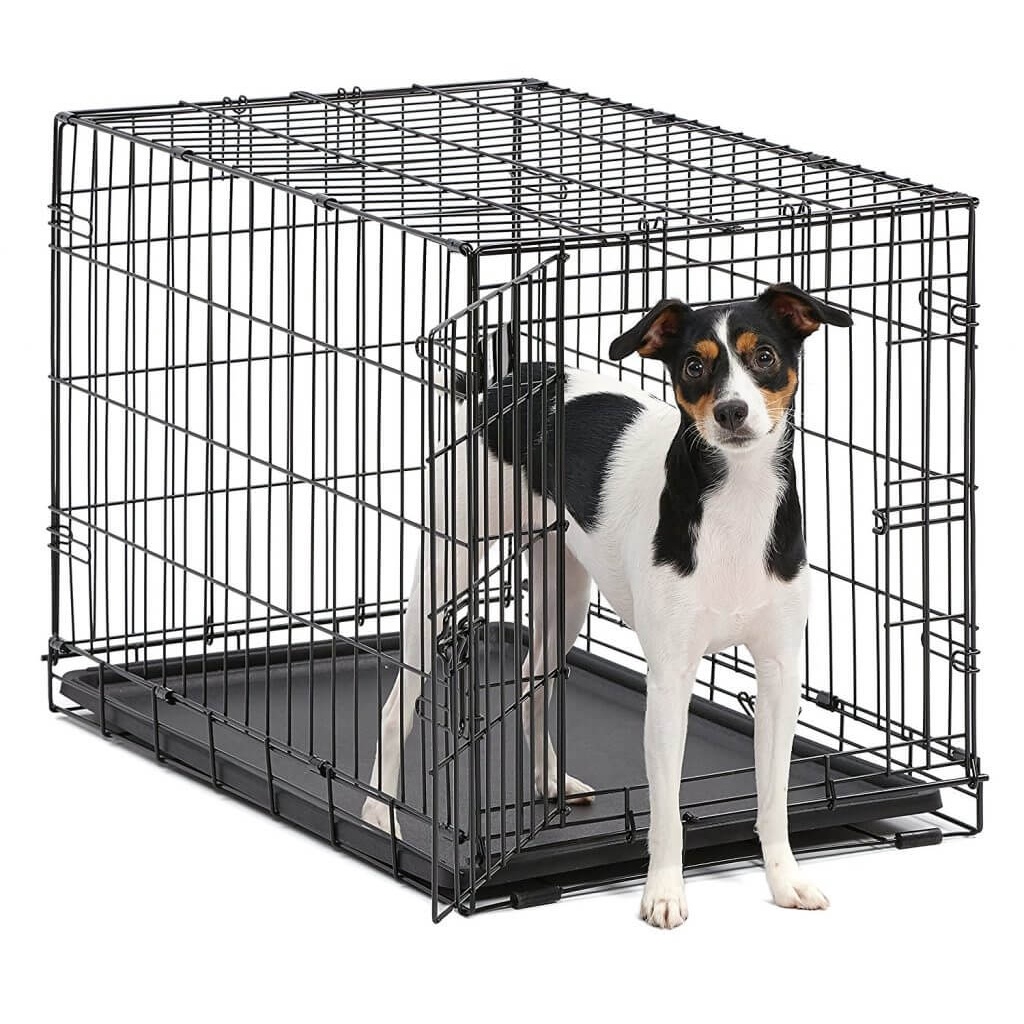 S M L Dog Cage with Poop Tray Heavy Duty Pet Collapsible Cage Foldable ...