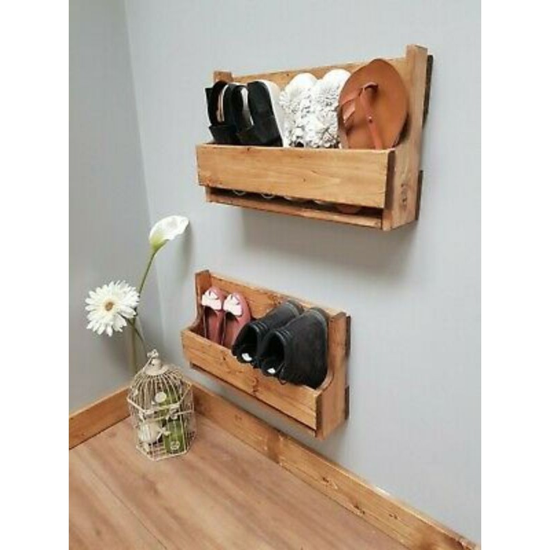 Shoe Rack Wooden Rustic Wall mounted Shopee Philippines