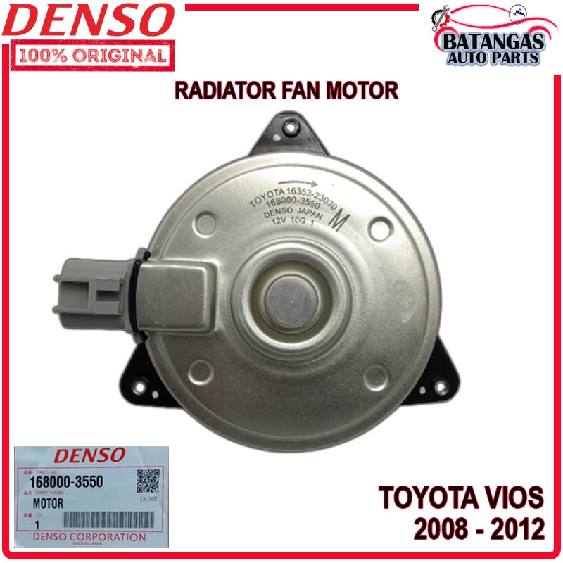 Radiator Fan Motor Toyota Vios 2008 2012 DENSO Part No. 1680003550 (1635323030) Shopee