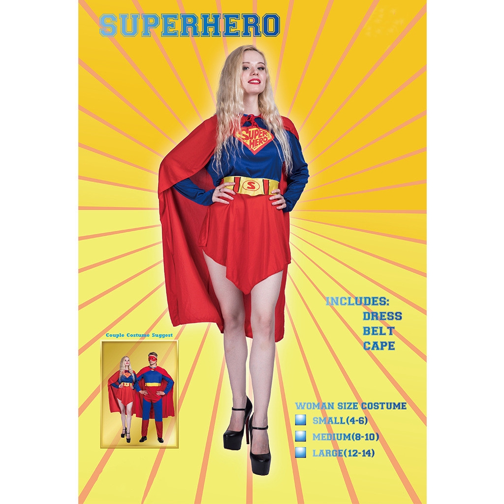 Superwoman Cosplay Adult Girl Cartoon Halloween Party Costumes