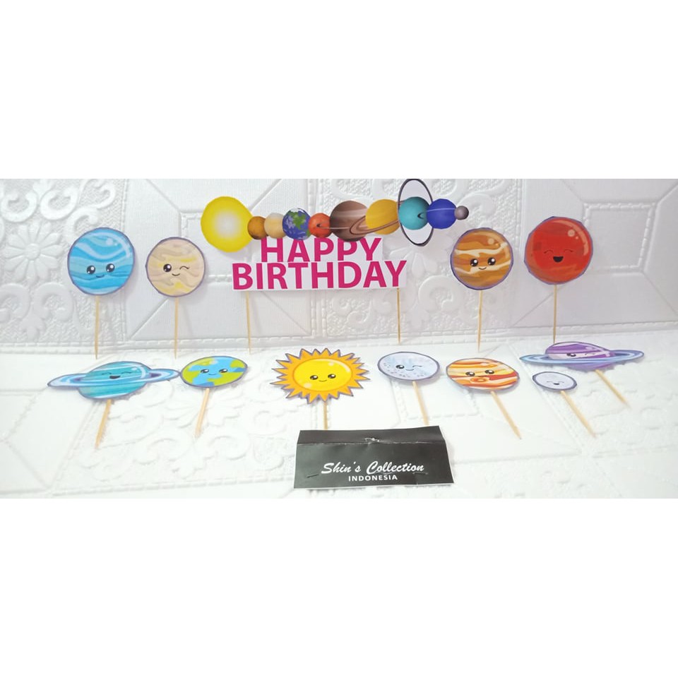 12Pcs/Set Solar System Theme Birthday Cake Topper for Decoration ...