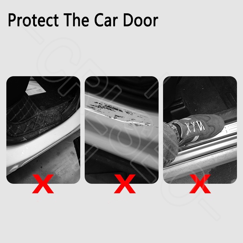 CRLSEO 4PCS Carbon Fiber Car Door Sill Protector Auto Threshold Strips ...