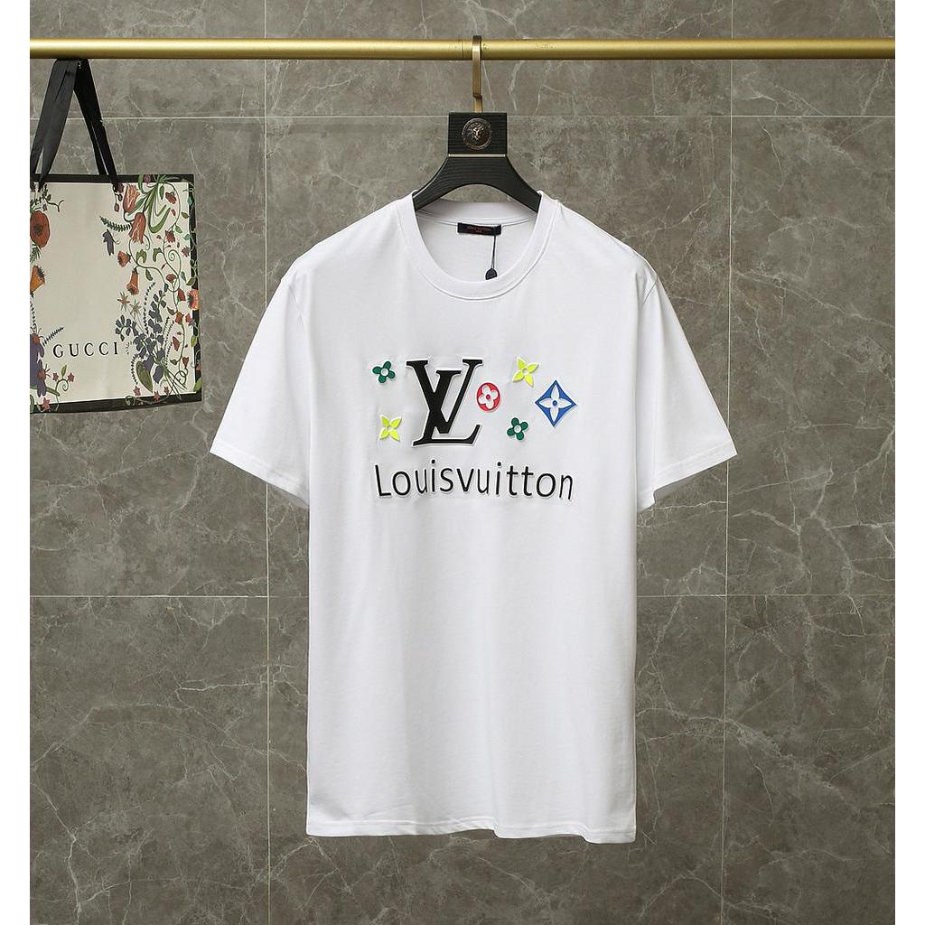 Original Louis Vuitton Logo Cotton T-Shirt For Men And Women Short Sleeves