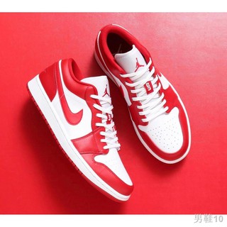 nike red and white low