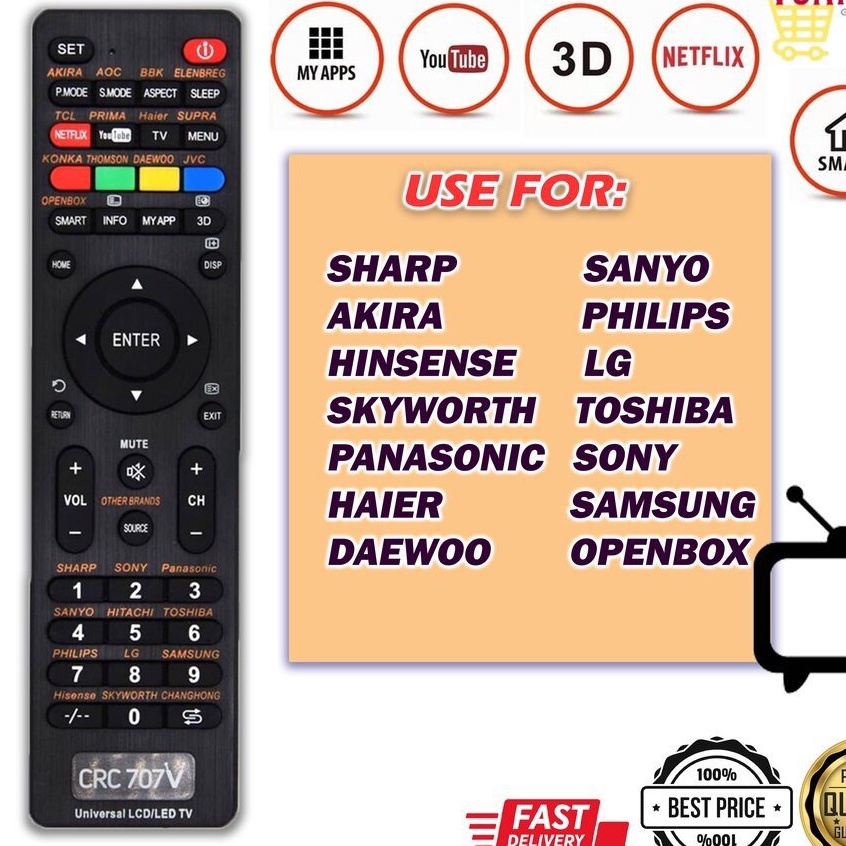 Universal LCD LED TV remote control RM-L1376M l1376m crc707v/707E ...