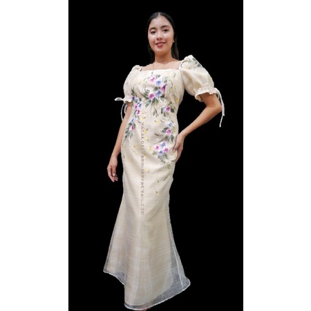 PUFF SLEEVES MODERN FILIPINIANA GOWN | Shopee Philippines