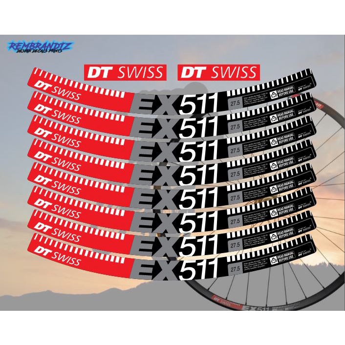 MTB rim decals DT Swiss EX511 (8PCS SET FOR RIMS) good for