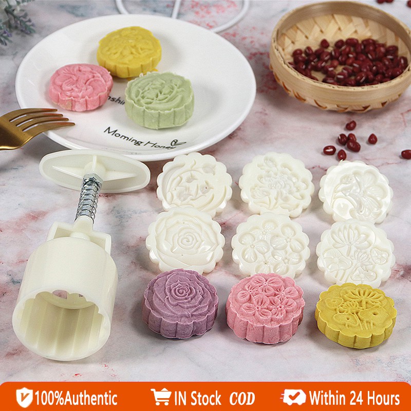 6pcs Moon Cake Mold Mid Autumn Festival Diy Hand Cookie Pastry Tool ...