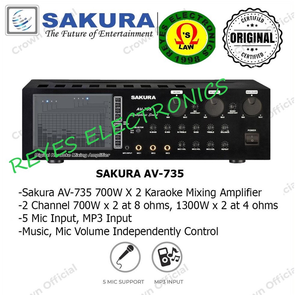 Sakura AV-735 Stereo Mixing Amplifier | Shopee Philippines