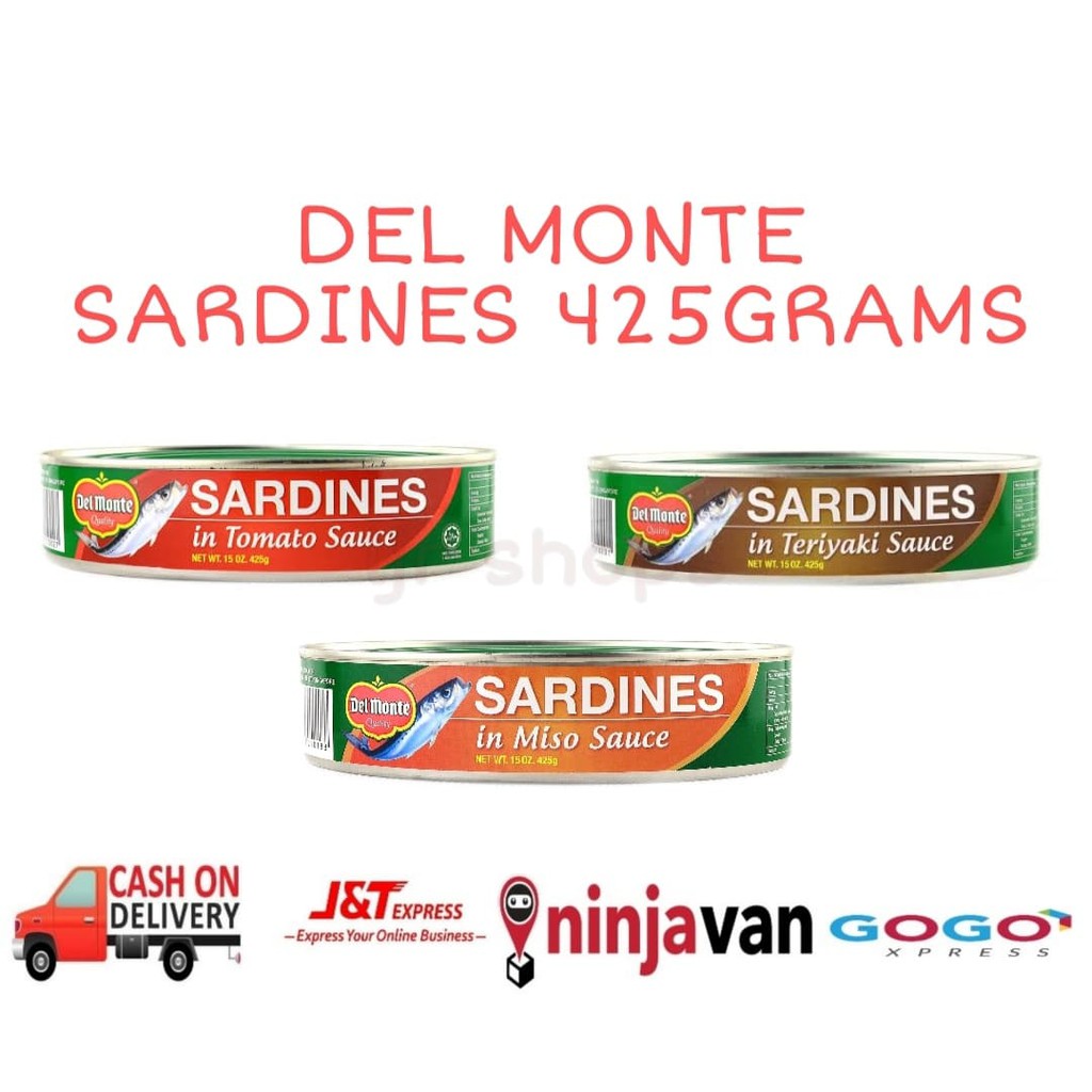Del Monte Sardines in Teriyaki Sauce , Tomato , Miso Sauce Oval 425g