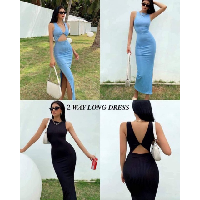 2way Knitted Maxi Slit Dress (tshncl) | Shopee Philippines