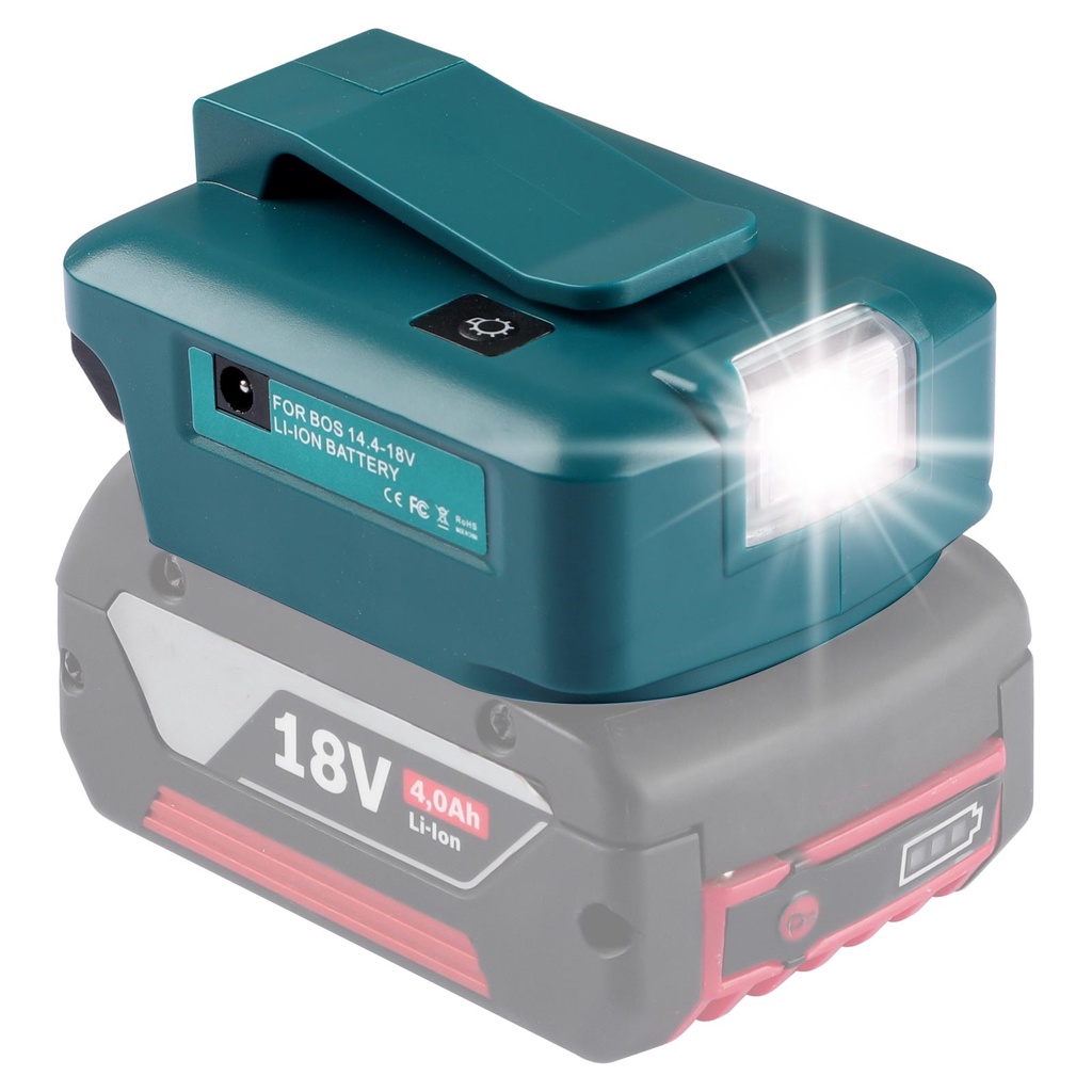 Battery Adapter with USB Port LED Work Light Cordless Power Source ...