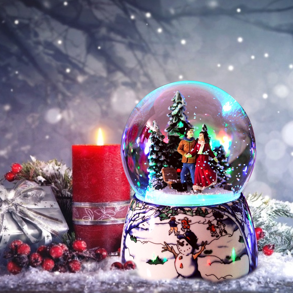 Wholesale Crystal Ball Music Box Christmas Theme Snow Globe Music Box
