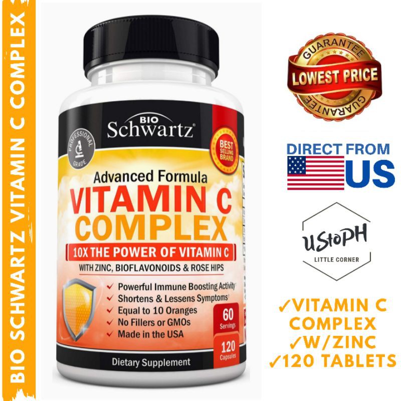 BIOSCHWARTZ VITAMIN C w/ ZINC 120 CAPSULES (Berocca alternative