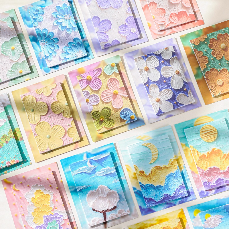 30 Sheets Oil Painting Scenery Series Sticky Notes Student Tearable ...