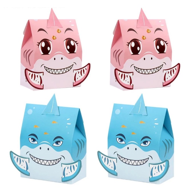 (3 Pieces) Small Party Boxes Pink & Blue Shark Theme | Shopee Philippines