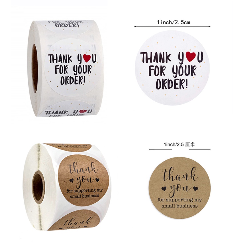 2.5cm 500pcs Thank You Sticker Label Appreciation For Gift Decor ...
