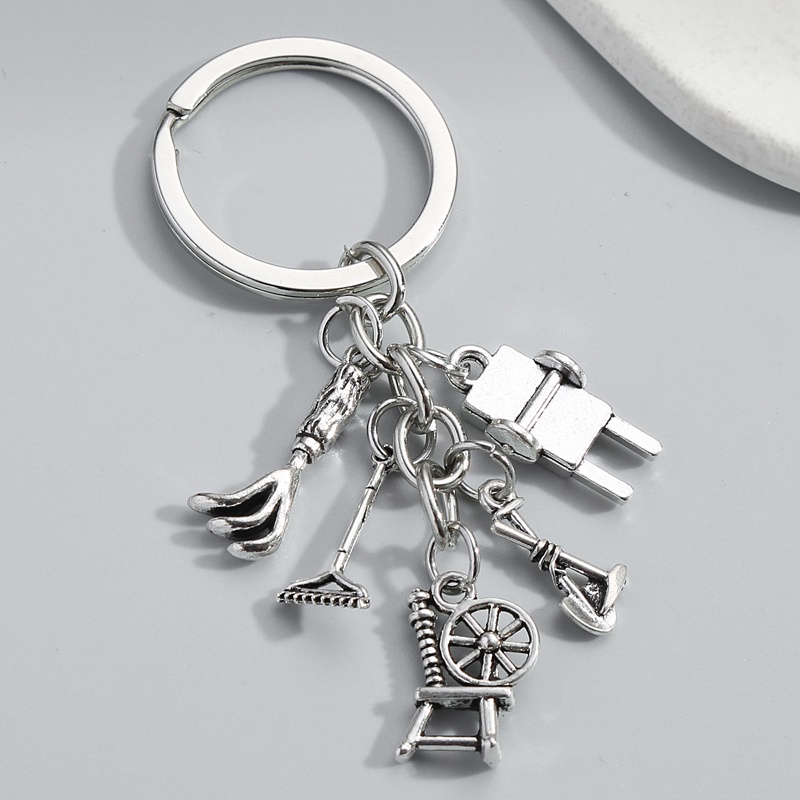 Metal Keychain Trolleys Cart Rake Trowel Shovel Paw Waterwheel Key Ring