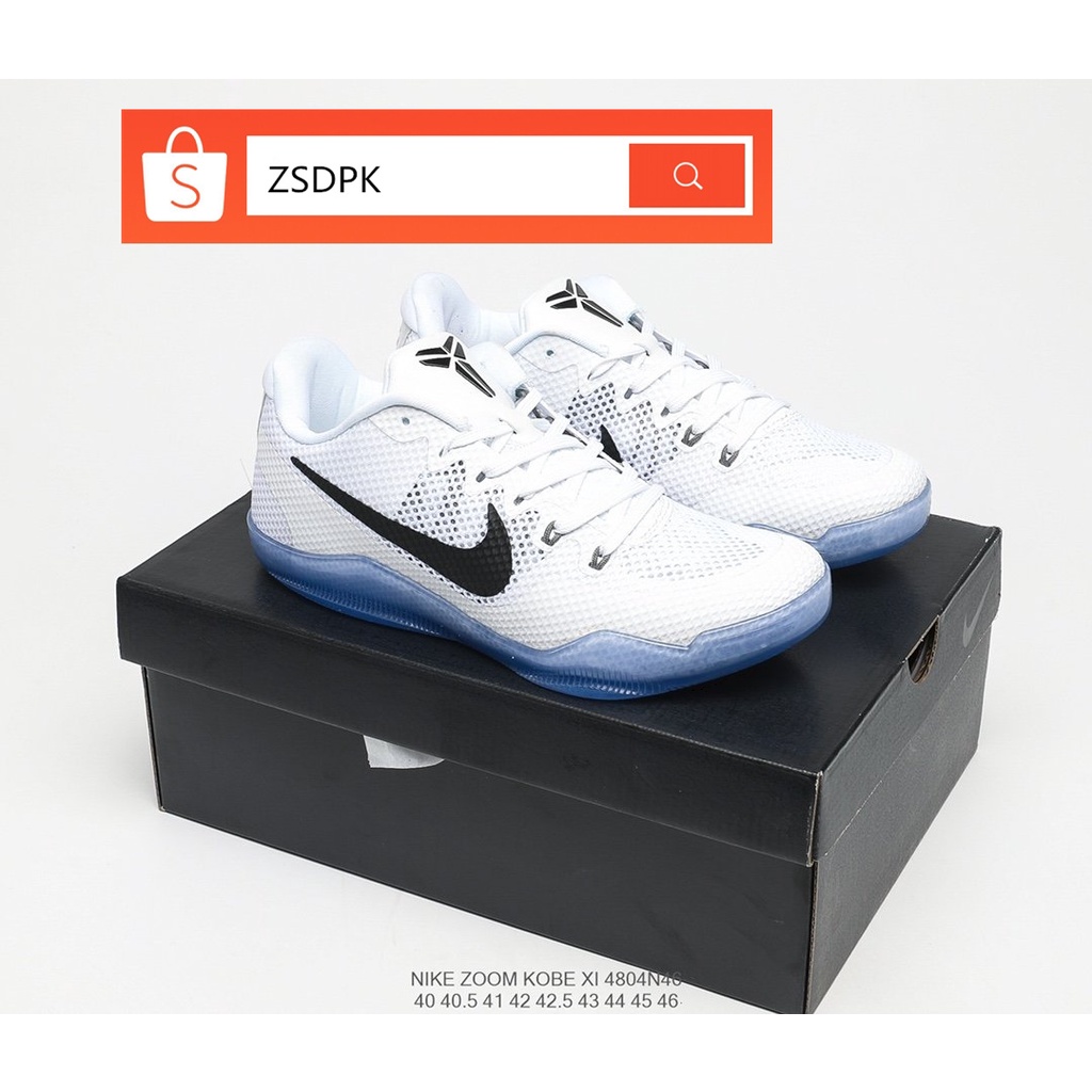 Original Nike Kobe XI Elite Low White Blue Sport Basketball Shoes for Men