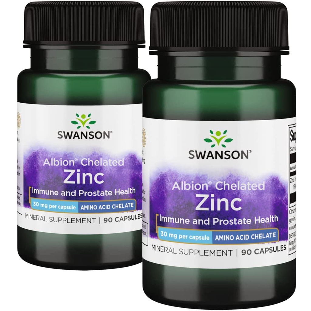 Complément Alimentaire Swanson Zinc Chélaté 30 Mg – 90 Capsules, Neuf Sous Blister, Origine USA