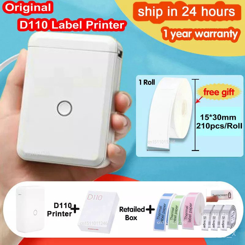 D110 Mini Portable Thermal Label Printer Bluetooth No Ink Wireless ...