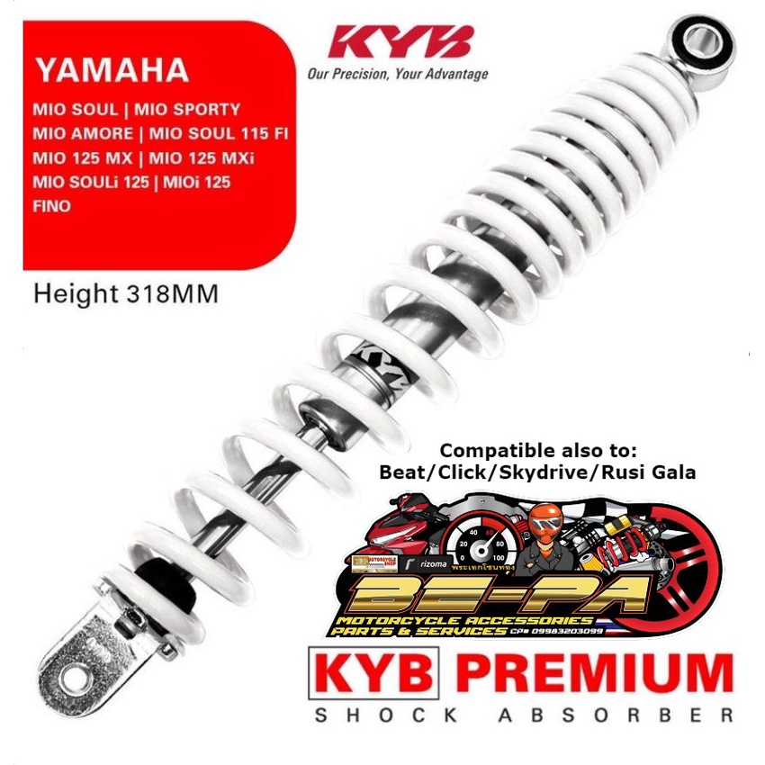 KYB 318mm Rear Shock For All Mio/Beat/Click/Skydrive/Rusi Gala (SR1 ...