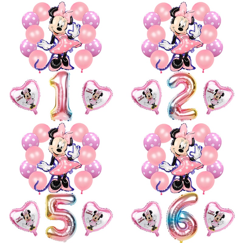 14pcs/set Minnie Mickey Mouse Foil Helium Balloons Birthday Party ...