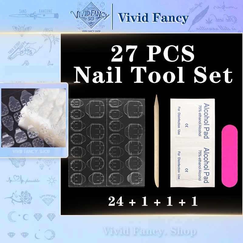 [Vivid Fancy] 24Pcs Nail Jelly Glue Flexible Double SidedArt Tool Set